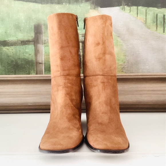 Vintage Enzo Angiolini Wedge Heel Brown Leather Suede Made In Brazil Boots 9.5 M - Picture 4 of 12